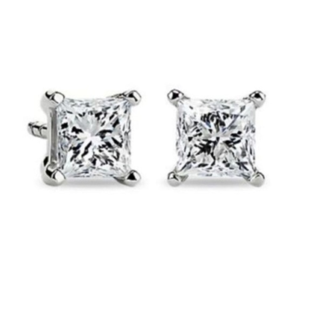 Brand New Renaissance Collection 14k White Gold Plated CZ Stud Earrings